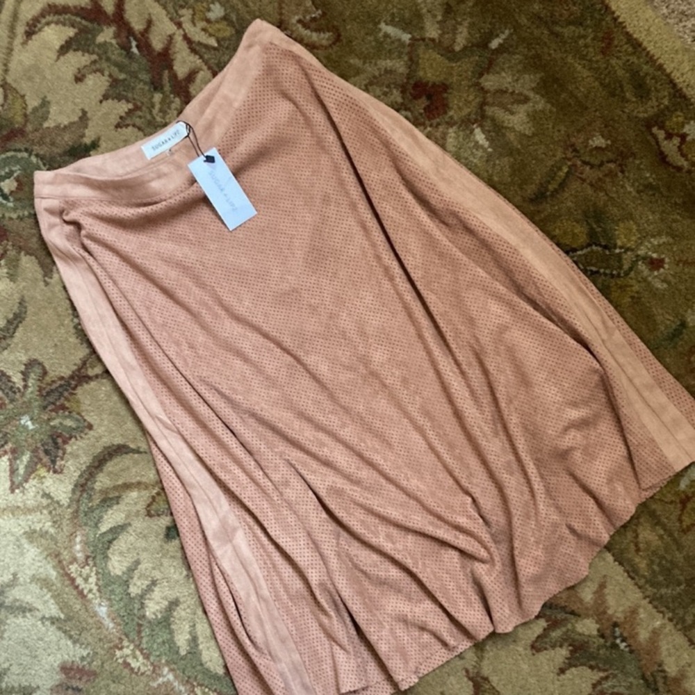 SUEDE TAN SKIRT